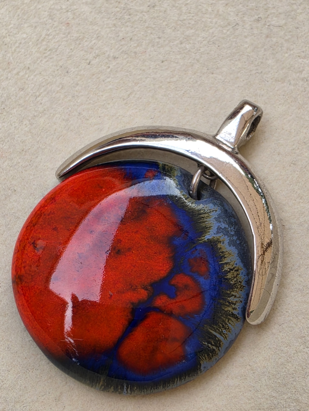 Sarah Coventry: Red, Blue and Silver-tone Round Pendant